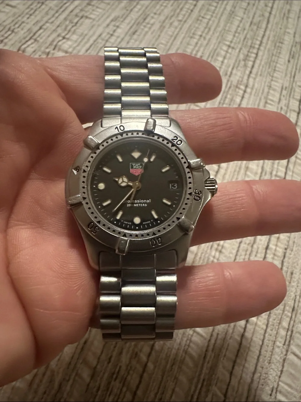 Tag Heuer Silver Bracelet Watch with Black Dial